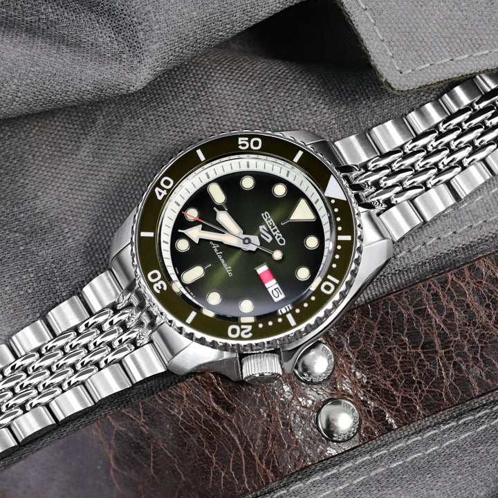 SEIKO 5 精工5號次世代重生 SRPD51 SRPD55 SBSA003 代用錶帶 Goma 高米實心BOR 不鏽鋼 V形潛水扣 中間拋光版